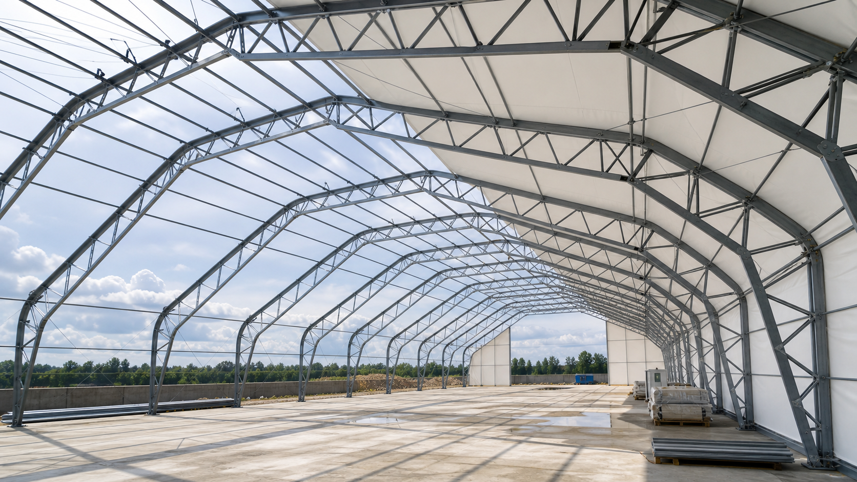 hangar interior truss frame