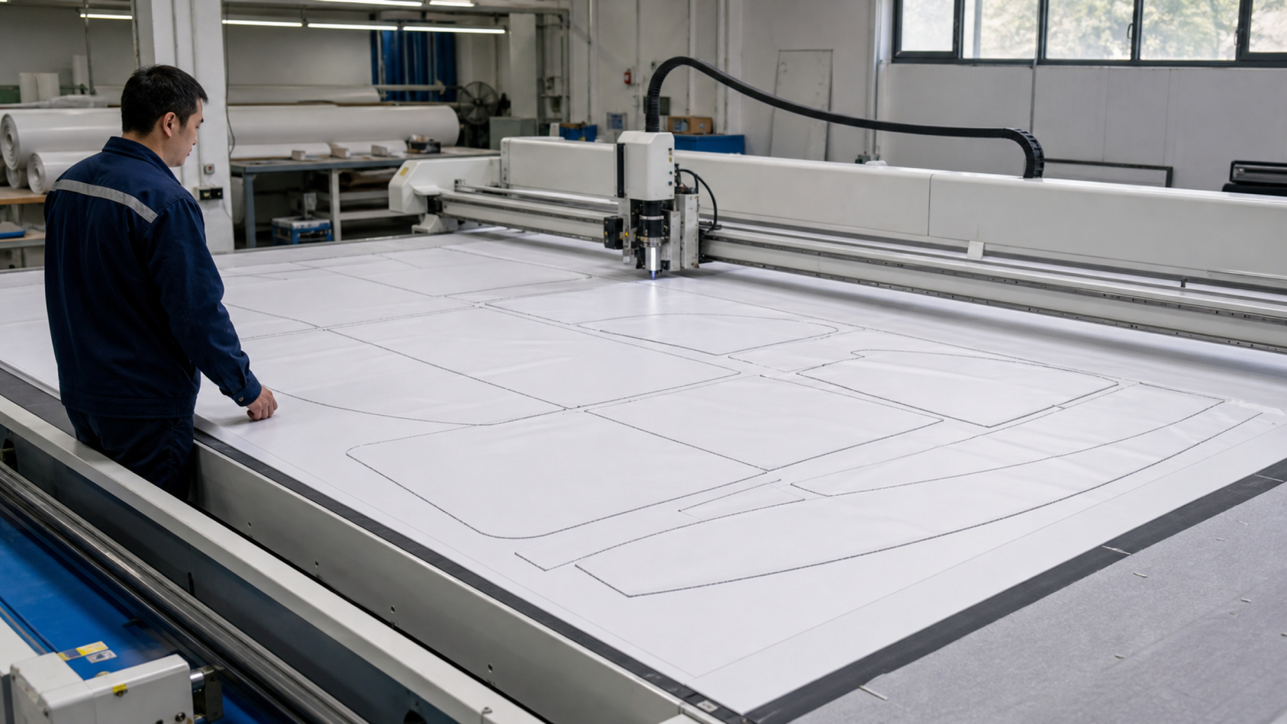 cnc plotter cutting roof panels (tent-fabric-production-20)