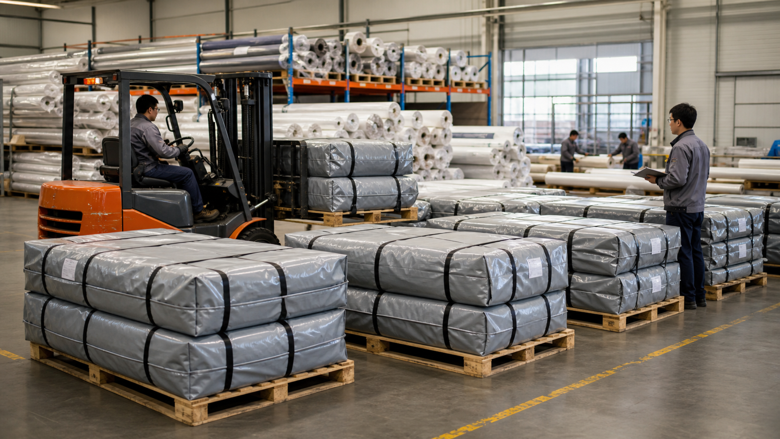 palletized membrane shipment (tent-fabric-production-20)